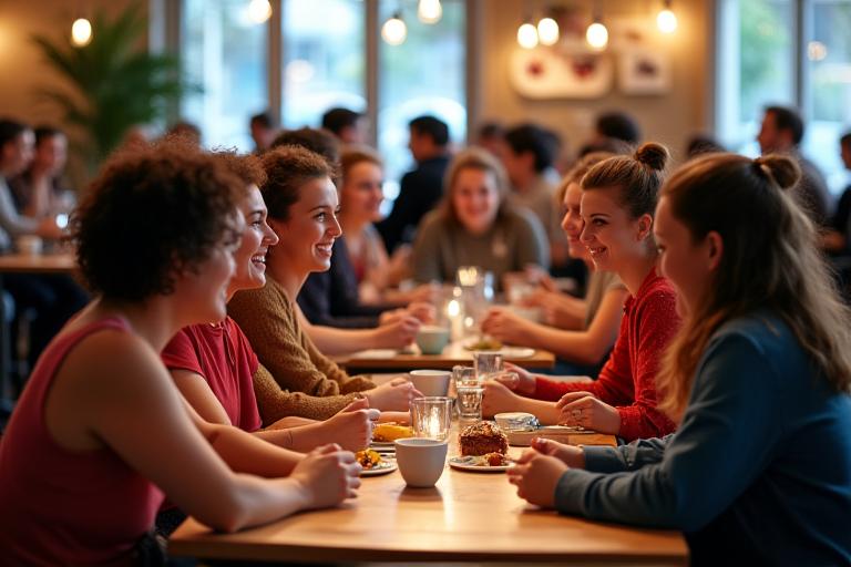 A group of people enjoying a community event at Brewhaven Collective.